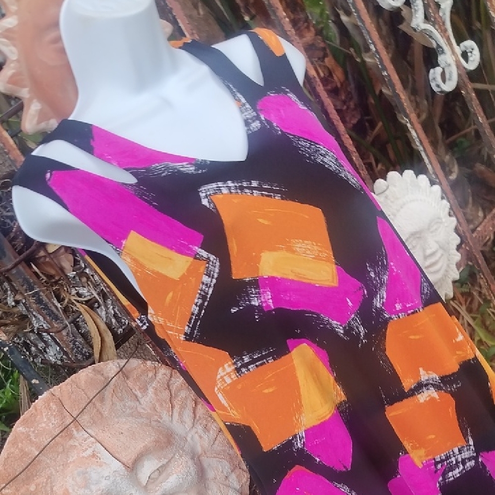 Joseph Ribkoff Abstract Print Cold Shoulder Dress Size 4